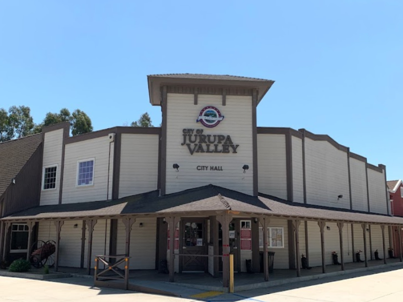 An exterior photo of Jurupa Valley City Hall.