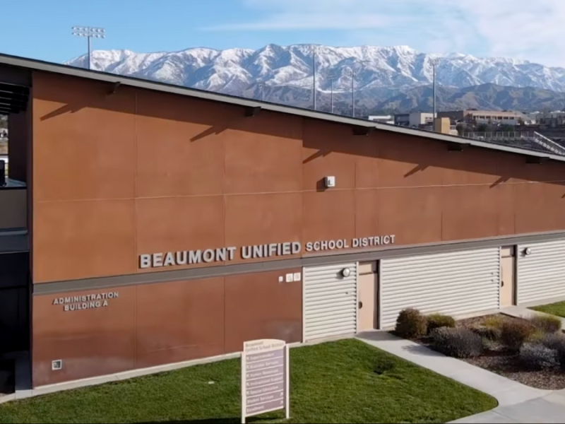 A photo of the exterior of the Beaumont Unified School District Administration Building.