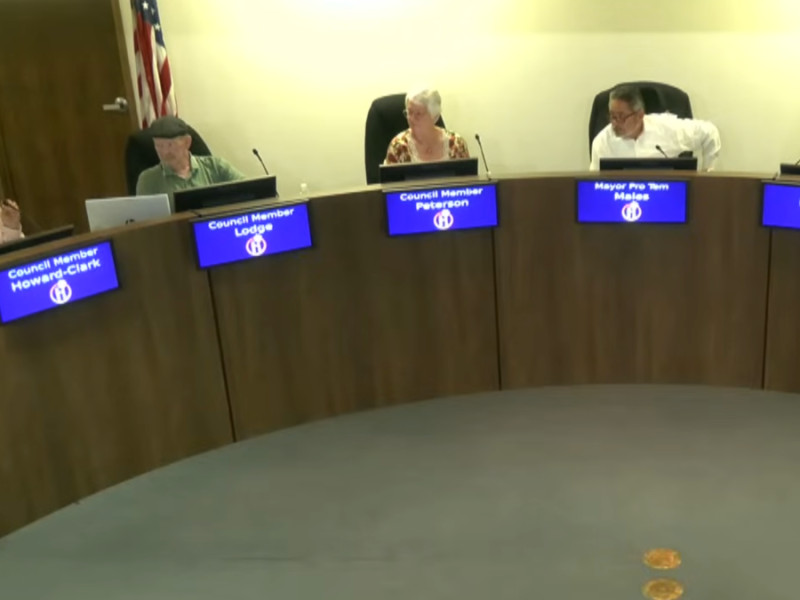 The Hemet City Council at the dais.