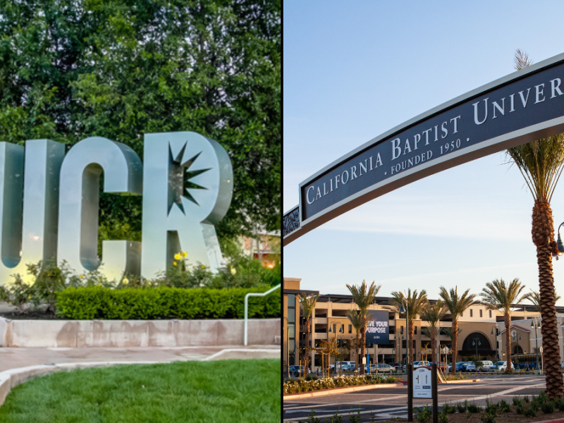 Photos of the signs at UCR and CBU.