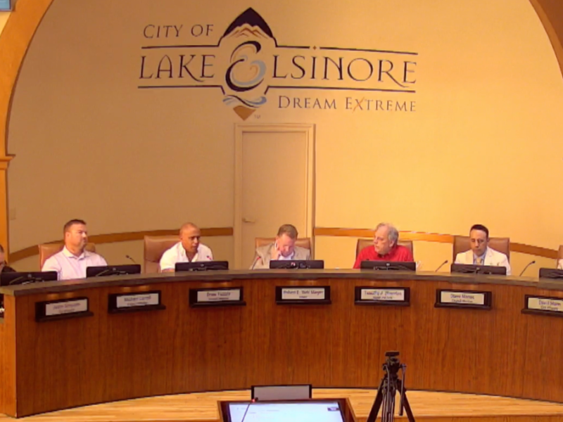 The Lake Elsinore City Council at the dais.